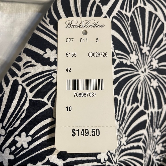 NWT Brooks Brothers Floral B/W Sheath A-Line Dress sz 10 - Picture 7 of 11